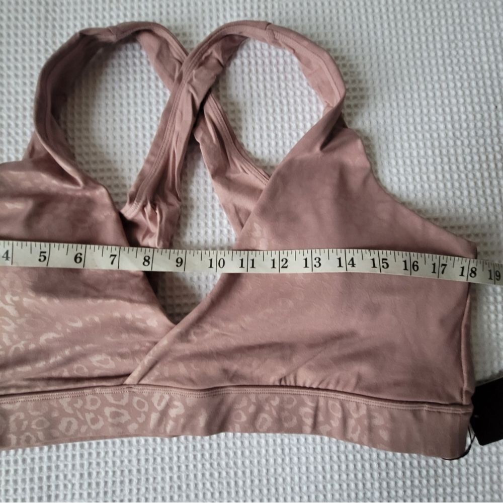 Rebdolls Women's FLAUNT IT leopard plunge V neck sports Bra Plus size 2X mauve - Picture 8 of 12